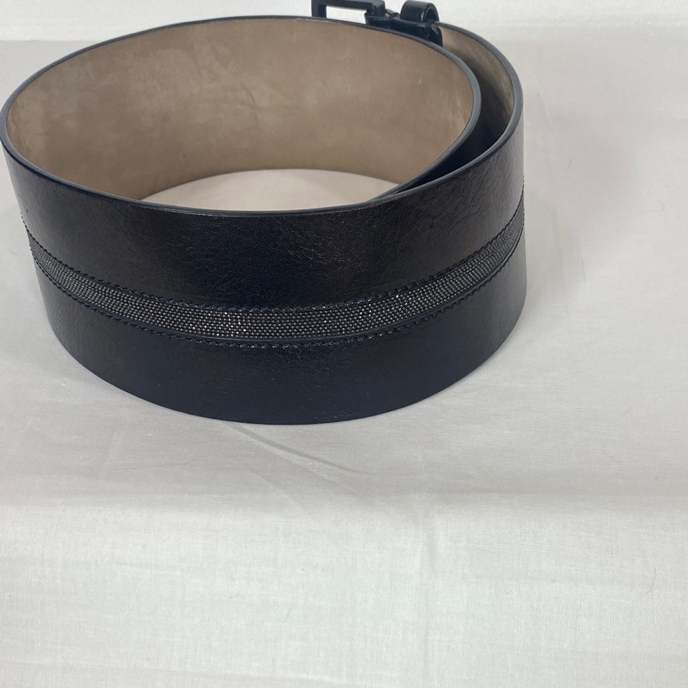 Brunello Cucinelli wide black belt with monili size S - Picture 2 of 6